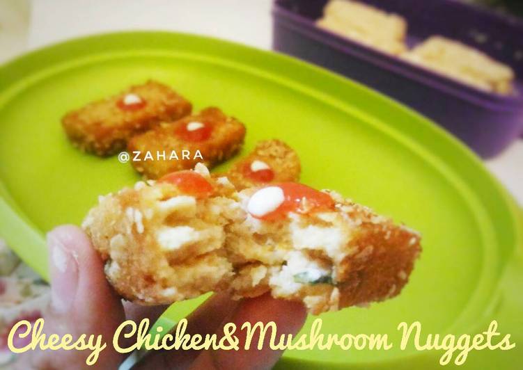 Resep Cheesy Chicken&amp;Mushroom Nuggets, Enak