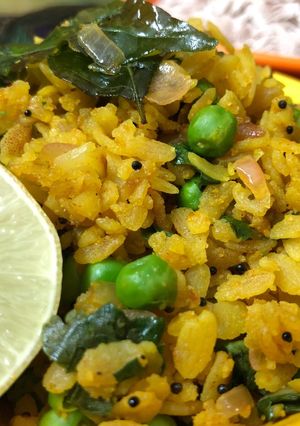 A picture of Brown Poha With Peas (Matar Poha) – Healthy Breakfast.