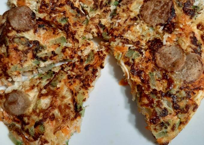 PIZZA Mie + Sayuran (Labu, wortel, kol, daun bawang)