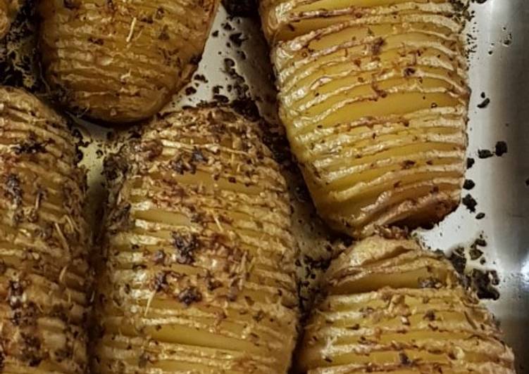 Easiest Way to Prepare Quick Small garlic and herb hasselback potatoes