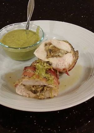 A picture of Cheese and Mushroom Stuffed Chicken Breasts.