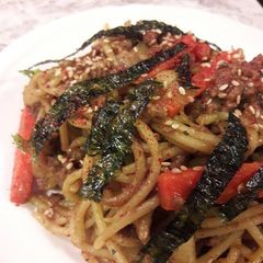 A picture of Japanese spaghetti beef curry.