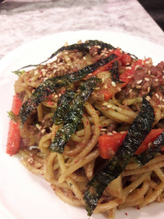 A picture of Japanese spaghetti beef curry.
