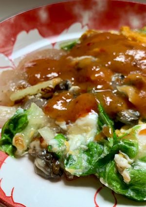 A picture of Homemade Oyster Omelet (with Oyster Omelet Sauce Recipe).