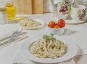 Gambar spaghetti carbonara mushroom