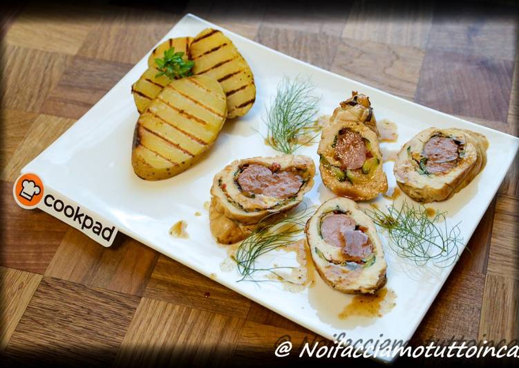 Recipe of Award-winning Rollè di pollo farcito con zucchine grigliate e salsiccia di coniglio