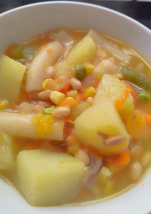 Una foto de Menestron de porotos de soja