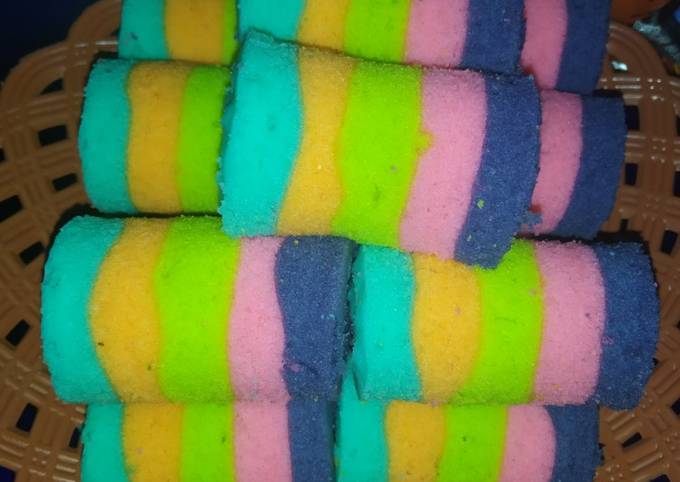 Mini roll cake rainbow lembut