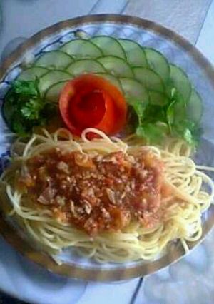 Hình của món Mỳ ý sốt bò.