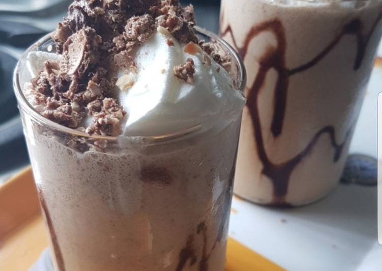 Cold coffee with crumbled Ferrero Rocher