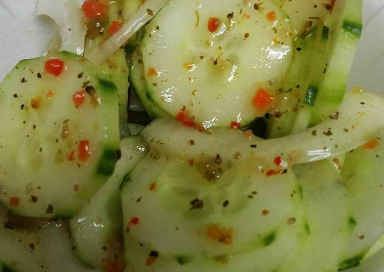 Steps to Prepare Homemade Cucumber and onion salad