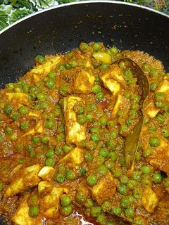 A picture of Green peas (matar paneer masala) restaurant style recipe 💚😋.