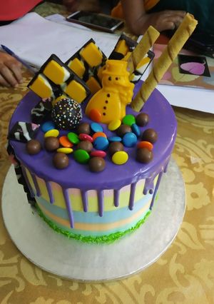 A picture of Over loaded chocolate cake.