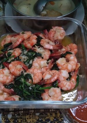 Foto resep Udang Bayam bumbu bawang putih