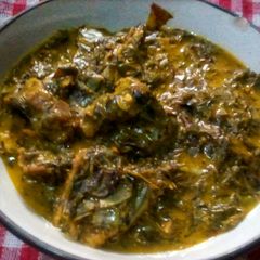A picture of Oha and okazi soup.
