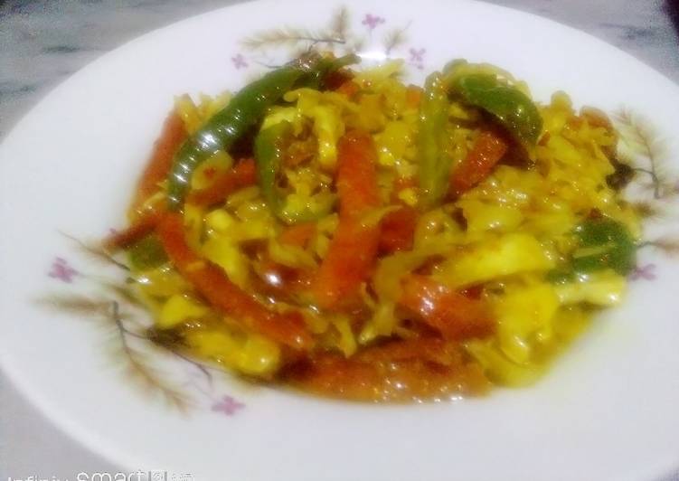 Step-by-Step Guide to Make Perfect Cabbage carrot green chilli or garlic ka Achar