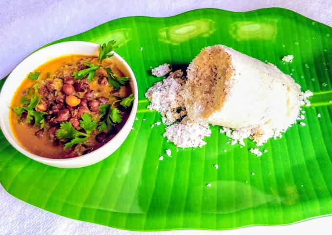 Kerala Rice Puttu With Kadala Curry