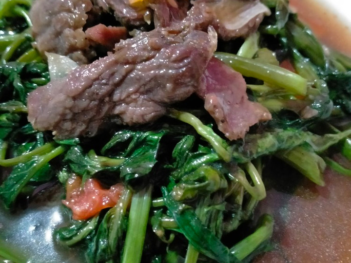 Cara Gampang Membuat Kangkung cah sapi Anti Gagal