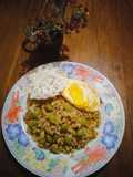 Nasi goreng Tiwul ikan asin pete