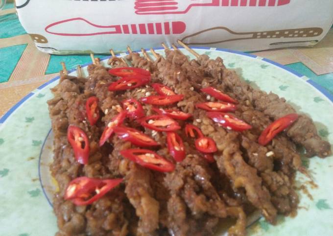 Resep Sate usus bumbu kacang Anti Gagal