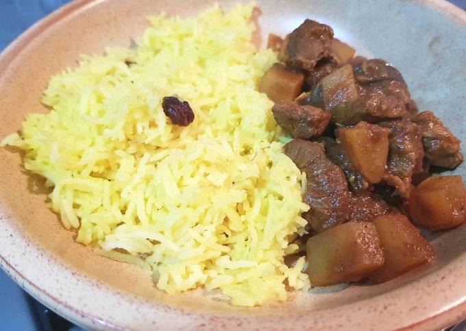 Saffron Rice with Biryani Beef