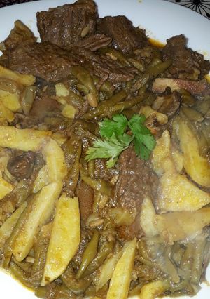 صورة لوصفة شطيطحة لحم بلوبيا خضره