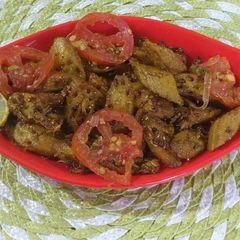 A picture of Lotus stem fried vegies.