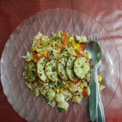 A picture of Veg fried rice with grilled potato.