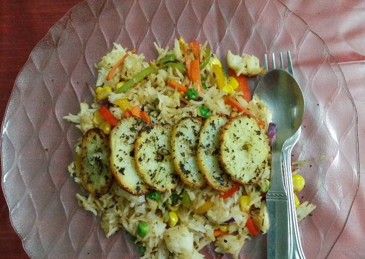 Veg fried rice with grilled potato