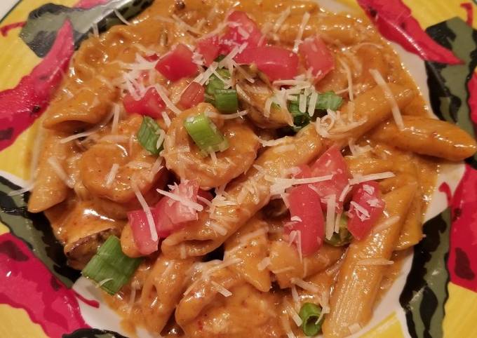 Penne with Cajun Hot Links and Chipotle Shrimp