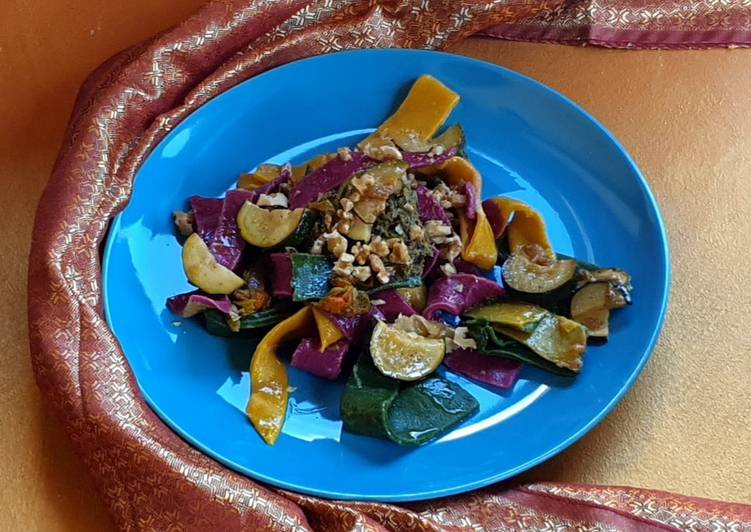 Steps to Make Veloce Tagliatelle colorate senza uova,vegan gourmet