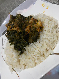 A picture of Vegetable sauce and rice.