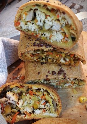 Φωτογραφία της συνταγής Ρολό με λαχανικά 🥕🌽, τυριά 🧀 και κοτόπουλο 🐔