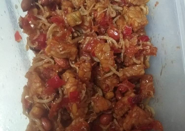 Bahan Tempe teri Medan kacang balado mantul | Langkah Membuat Tempe teri Medan kacang balado mantul Yang Bikin Ngiler