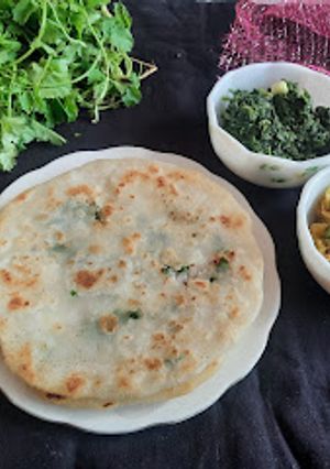 A picture of Paneer stuffed rice flour paratha.