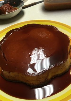 Una foto de Flan de queso