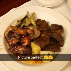 A picture of Potatoes steak and my honey grilled chicken.