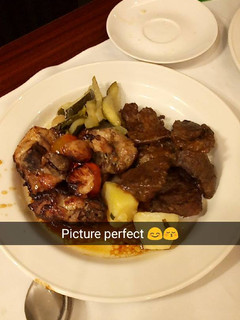 A picture of Potatoes steak and my honey grilled chicken.