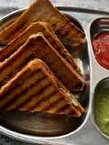 Brown bread Potato stuff peanuts butter grilled sandwich