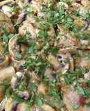 Muslitos de pollo con champiñones y vermú
