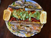 A picture of sardines spinach