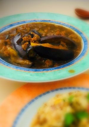 Una foto de Berenjenas con carne molida al wok mābō-nasu Japonés MABONASU🇺🇾🇯🇵麻婆茄子