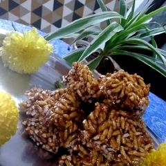 A picture of Murmura / mamra /puffed rice chikki.