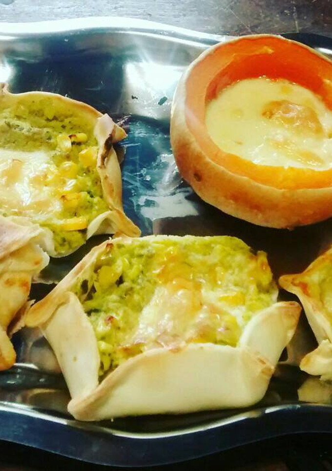 Una foto de Canastitas de zapallito y choclo