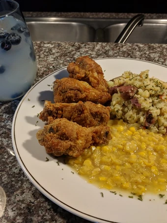 Simple Way Prepare Recipe Fried honey 🍊 chicken drummetes and parsley potatoes with corn that is Perfect, Perfect}