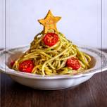 Árbol navideño de espaguetis al pesto🎄