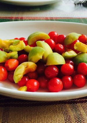 A picture of Red cherries & Avocado salad.
