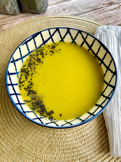 Una foto de Sopa de espárragos y puerro (aprovechamiento)