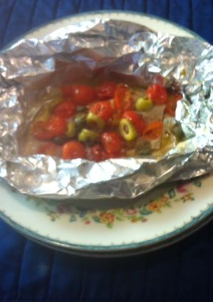 Una foto de Pescado empapelado estilo griego