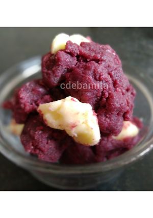A picture of Red velvet cookie dough.